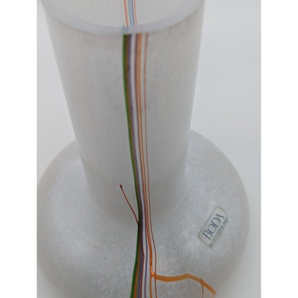 Kosta Boda Signed Bertil Vallien 80s "Rainbow Series" Stripe Glass Vase Flowers - Picture 5 of 15